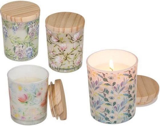 Αρωματικό Κερί σε Γυάλινο Βαζάκι 7x9cm Κοκτέηλ 4 Σχέδια