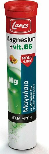 Lanes Magnesium & Vitamin B6 20 αναβράζοντα δισκία Ροδάκινο