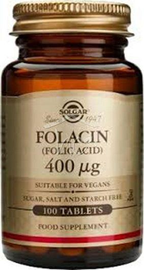 Solgar Folic Acid Βιταμίνη για την Υγεία του Νευρικού Συστήματος 400mcg 100 Ταμπλέτες