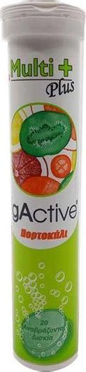 IgActive Multi Plus Πολυβιταμίνη για Ενέργεια, Ενίσχυση του Ανοσοποιητικού & το Νευρικό Σύστημα Πορτοκάλι 20 Αναβράζοντα Δισκία