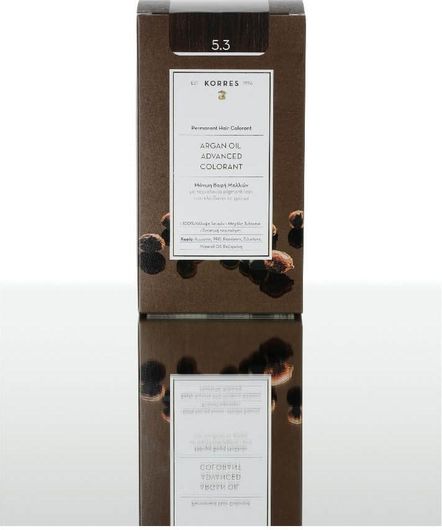 Βαφή Μαλλιών Korres Argan Oil Advanced Colorant 5.3 Καστανό Ανοιχτό Μελί