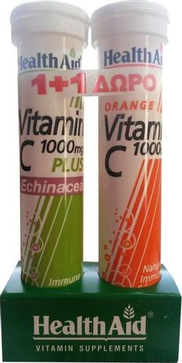 Health Aid Vitamin C 1000mg Plus Echinacea Βιταμίνη για Ενέργεια & Ανοσοποιητικό 1000mg Πορτοκάλι 40 Αναβράζοντα Δισκία