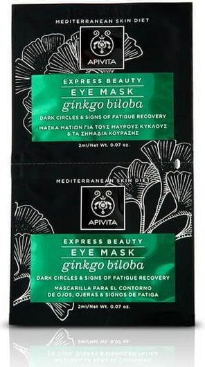 Μάσκα Ματιών Apivita Express Beauty Κατά Των Μαύρων Κύκλων με Γκίνγκο Μπιλόμπα για Τους Μαύρους Κύκλους 2X2ml