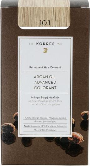 Korres Argan Oil Advanced Colorant Βαφή Μαλλιών Χωρίς Αμμωνία 10.1 Ξανθό Πλατίνας Σαντρέ 50ml