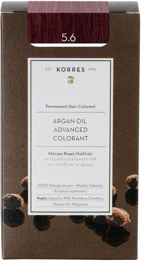 Βαφή Μαλλιών Korres Argan Oil Advanced Colorant 5.6 Καστανό Ανοιχτό Κόκκινο