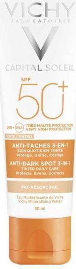Αντηλιακή Κρέμα Προσώπου Vichy Capital Soleil Anti-Dark Spot 3-in-1 Αδιάβροχη SPF50 με Χρώμα 50ml