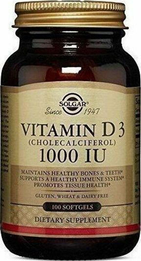 Solgar Vitamin D3 Βιταμίνη για Ανοσοποιητικό 1000iu 100 Μαλακές Κάψουλες