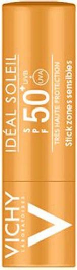 Αντηλιακό Στικ Vichy Ideal Soleil for Sensitive Areas Αδιάβροχο Προσώπου & Σώματος SPF50 9gr