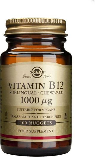 Solgar Vitamin B12 Βιταμίνη για την Υγεία του Νευρικού Συστήματος 1000mcg 100 Υπογλώσσια Δισκία