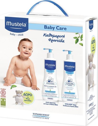 Σετ Περιποίησης Μωρού Mustela Gel Lavante Doux 500ml & Hydra-Bebe Lait Corps Body Lotion 500ml & Δώρο Αρκουδάκι 3τμχ