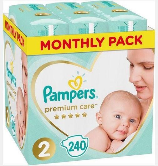Πάνες με Αυτοκόλλητο Pampers Premium Care No.2 για 4-8kg 240τμχ