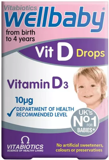 Vitabiotics Wellbaby Vit D drops Vitamin D3 Βιταμίνη για Ενίσχυση του Ανοσοποιητικού & την Υγεία των Οστών 400iu 10mg 30ml