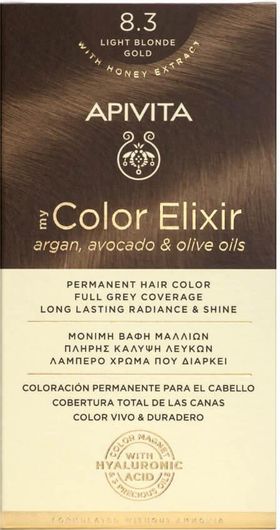 Μόνιμη Βαφή Μαλλιών Apivita My Color Elixir Χωρίς Αμμωνία 8.3 Ξανθό Ανοιχτό Χρυσό 125ml