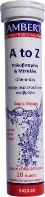 Lamberts A to Z Multivitamins Πολυβιταμίνη για Ενέργεια 20 Αναβράζοντα Δισκία