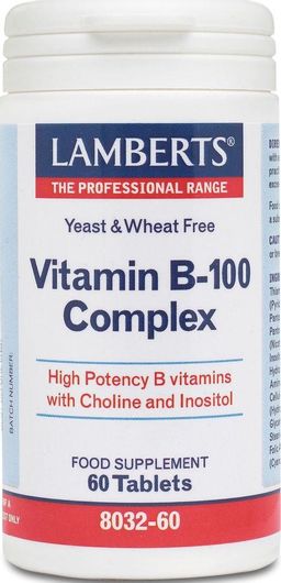 Lamberts Vitamin B-100 Complex Βιταμίνη για Ενέργεια, Ενίσχυση του Ανοσοποιητικού & το Νευρικό Σύστημα 100mg 60 Ταμπλέτες