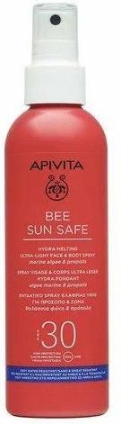 Αντηλιακή Λοσιόν Προσώπου & Σώματος Apivita Bee Sun Safe Hydra Melting Ultra Light Αδιάβροχη SPF30 σε Spray 200ml