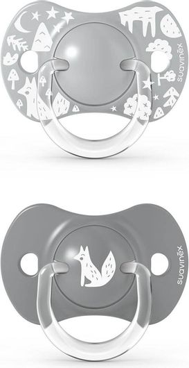 Suavinex Πιπίλα Σιλικόνης Φυσιολογική Fox grey 6-18M 2τμχ