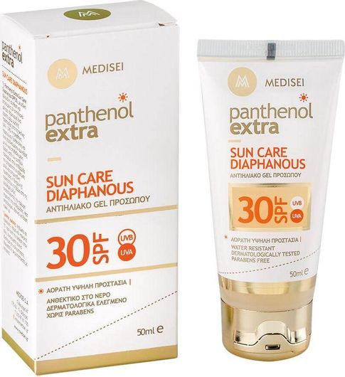 Αντηλιακό Gel Προσώπου Medisei Panthenol Extra Diaphanous Αδιάβροχο SPF30 50ml