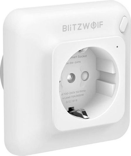 Πρίζα Ρεύματος Blitzwolf Bw-Shp8 με Wi-Fi Μονή Λευκή