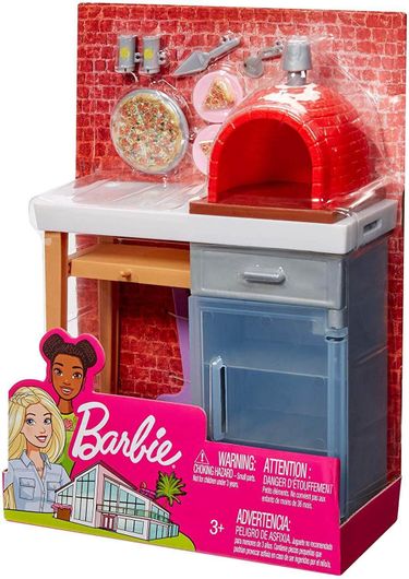 Playset Barbie Furniture And Accessories Black Pizza Oven Fxg39
