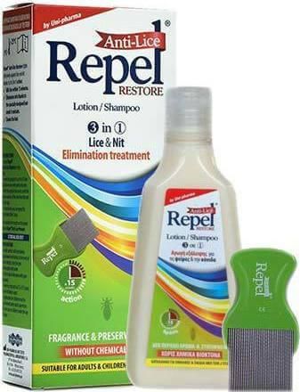 UNI-PHARMA Αντιφθειρικό Σαμπουάν & Λοσιόν Repel Anti-lice Restore 3 in 1 200ml