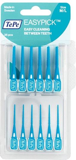  Μεσοδόντιες Οδοντογλυφίδες TePe EasyPick M/L 36τμχ Μπλε