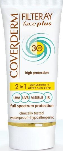 Αντηλιακή Κρέμα Προσώπου Coverderm Filteray Plus 2 in 1 Tinted Light Beige Norma Αδιάβροχη SPF30 με Χρώμα 50ml