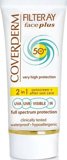 Coverderm Filteray Face Plus 2 in 1 Sunscreen & After Sun Care Oily/Acneic Skin SPF50+ 50ml