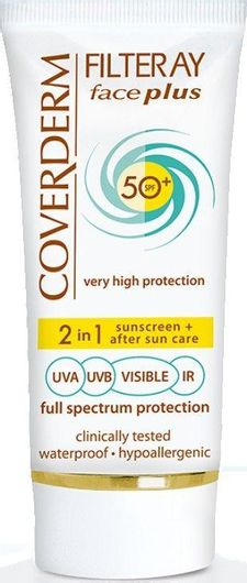 Coverderm Filteray Face Plus 2 in 1 Tinted Soft Brown Dry/Sensitive Skin SPF50+ 50ml