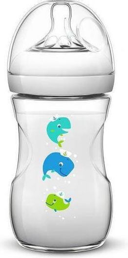 Philips Natural Avent Πλαστικό Μπιμπερό Φάλαινα 1+ Μηνών 260ml