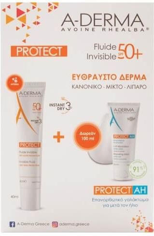 Αντηλιακό Προσώπου A-Derma Invisible Fluid SPF50+ Set