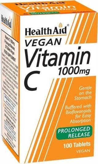 Health Aid Vitamin C Βιταμίνη Vegan για Ενίσχυση του Ανοσοποιητικού, τo Δέρμα & Αντιοξειδωτική δράση 1000mg 100 φυτικές κάψουλες