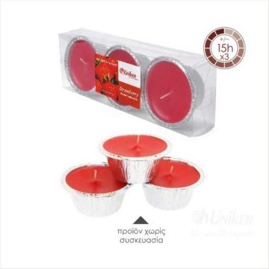 Uniker Αρωματικό Κερί Uniker σε Αλουμ/Φυλλο 3τμχ Φράουλα
