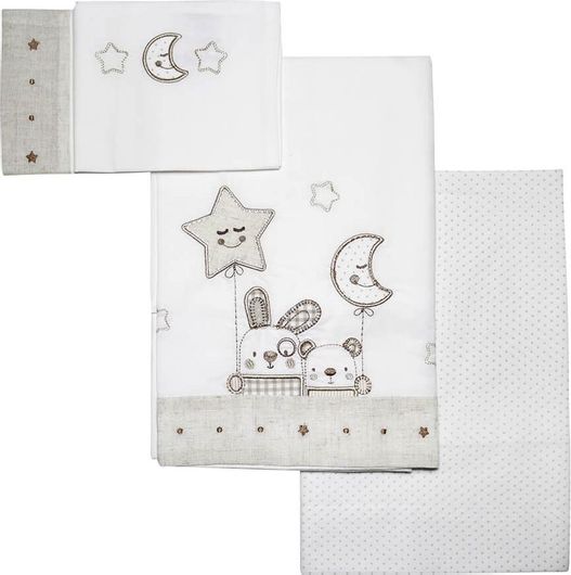 Σετ Σεντόνια Λίκνου & Porte-Bebe Prenatal Natural 80x110cm Natural 3τμχ