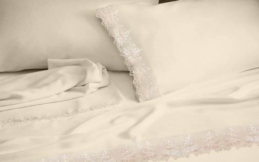 Νυφικά Σεντόνια (Σετ) Makis Tselios Lace 240x260 Ecru