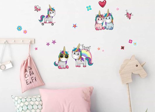 Παιδικά Αυτοκόλλητα Τοίχου Ango Colourful Unicorns 18116