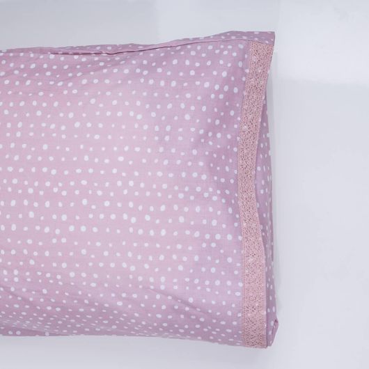 Σετ Μαξιλαροθήκες White Fabric Dottie Pink 50x70