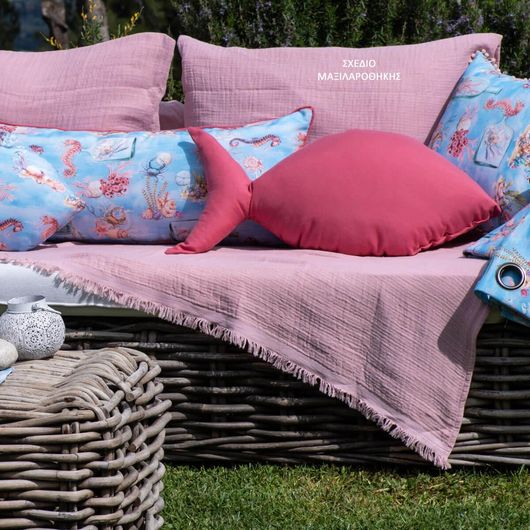 Μαξιλαροθήκη Μουσελίνα Ysatis Damask Salmon 50x70