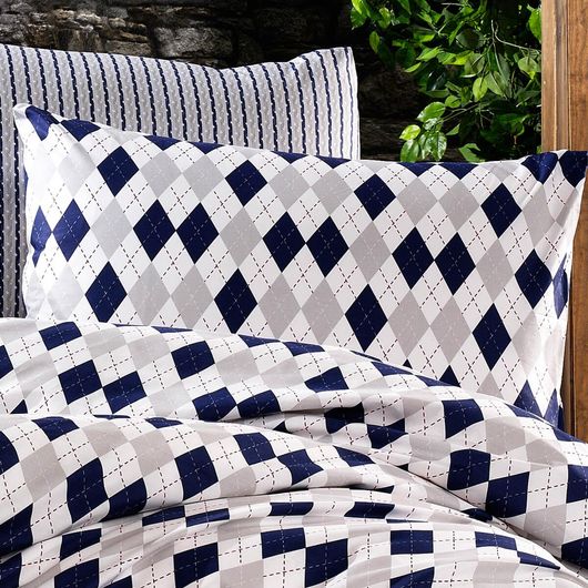 Φανελένια Μαξιλαροθήκη Dimcol Diamond 325 Blue-Black 50x70