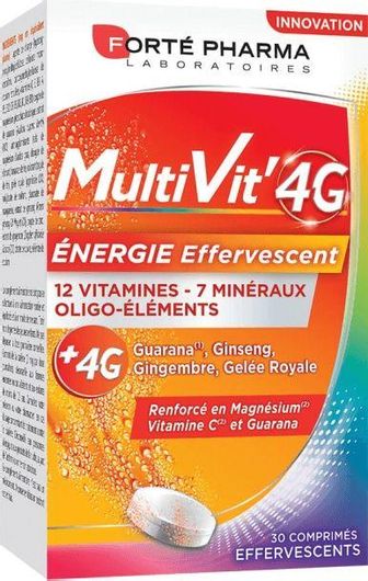 Forte Pharma MultiVit 4G Βιταμίνη για Ενέργεια & Ανοσοποιητικό 30 Αναβράζοντα Δισκία