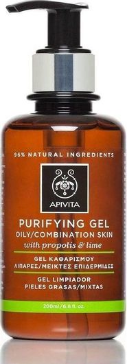 Gel Καθαρισμού Προσώπου Apivita Propolis & Lime για Ακνεϊκές Επιδερμίδες 200ml