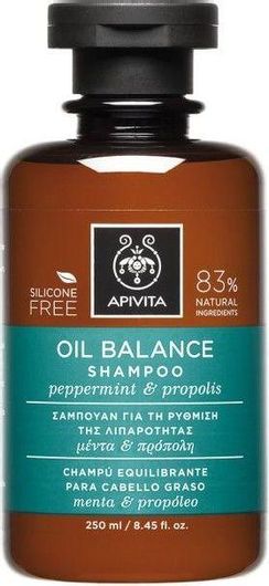 Σαμπουάν Apivita Oil Balance Peppermint & Propolis κατά της Σμηγματορροϊκής Δερματίτιδας για Λιπαρά Μαλλιά 250ml