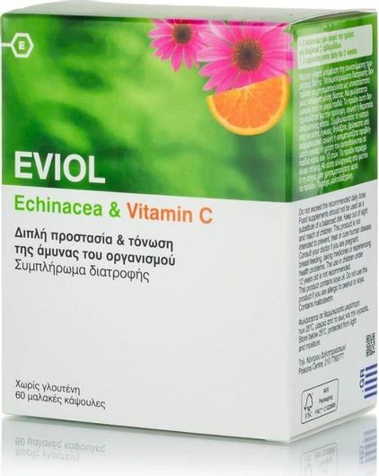 Eviol Echinacea & Vitamin C Συμπλήρωμα για την Ενίσχυση του Ανοσοποιητικού 60 Mαλακές Kάψουλες