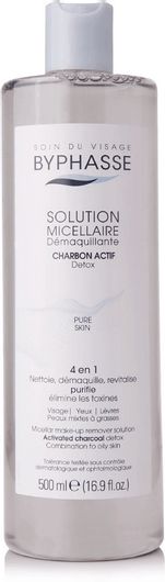 Micellar Water Ντεμακιγιάζ Προσώπου & Ματιών Byphasse Solution Activated Charcoal 500ml