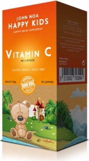 John Noa Happy Kids Vitamin C Βιταμίνη για Ενέργεια & Ανοσοποιητικό Πορτοκάλι 90 Ζελεδάκια