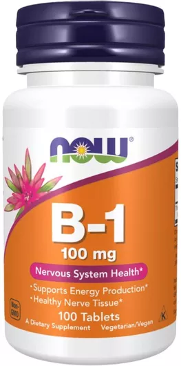 Now Foods B-1 Βιταμίνη για την Υγεία του Νευρικού Συστήματος 100mg 100 Ταμπλέτες