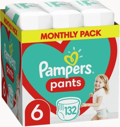 Pampers Πάνες Βρακάκι Pants Monthly Pack No. 6 για 14-19kg 132τμχ
