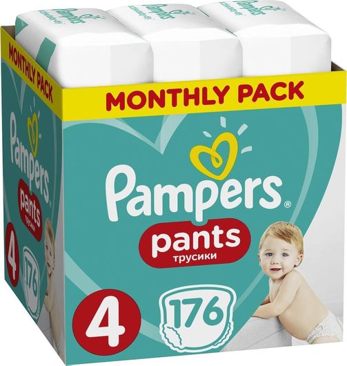 Πάνες Βρακάκι Pampers Pants No.4 για 9-15kg 176τμχ