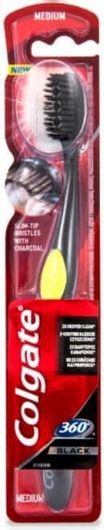 Οδοντόβουρτσα Colgate 360 Μαύρη με Κάρβουνο Μεσαία 1 Τεμάχιο