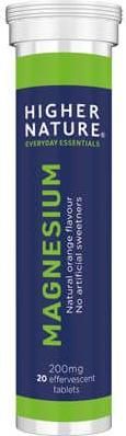 Higher Nature Magnesium 200mg 20 αναβράζοντα δισκία Πορτοκάλι